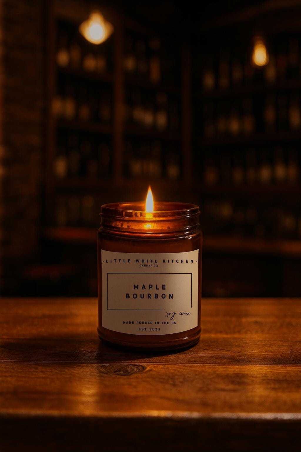 Maple Bourbon Soy Candle | Wooden Wick, Amber Jar
