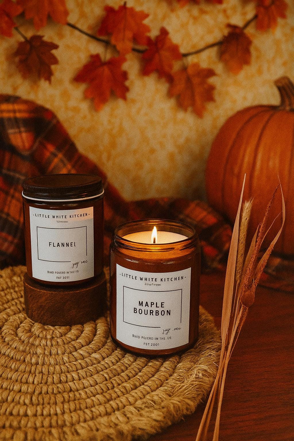 Maple Bourbon Soy Candle | Wooden Wick, Amber Jar