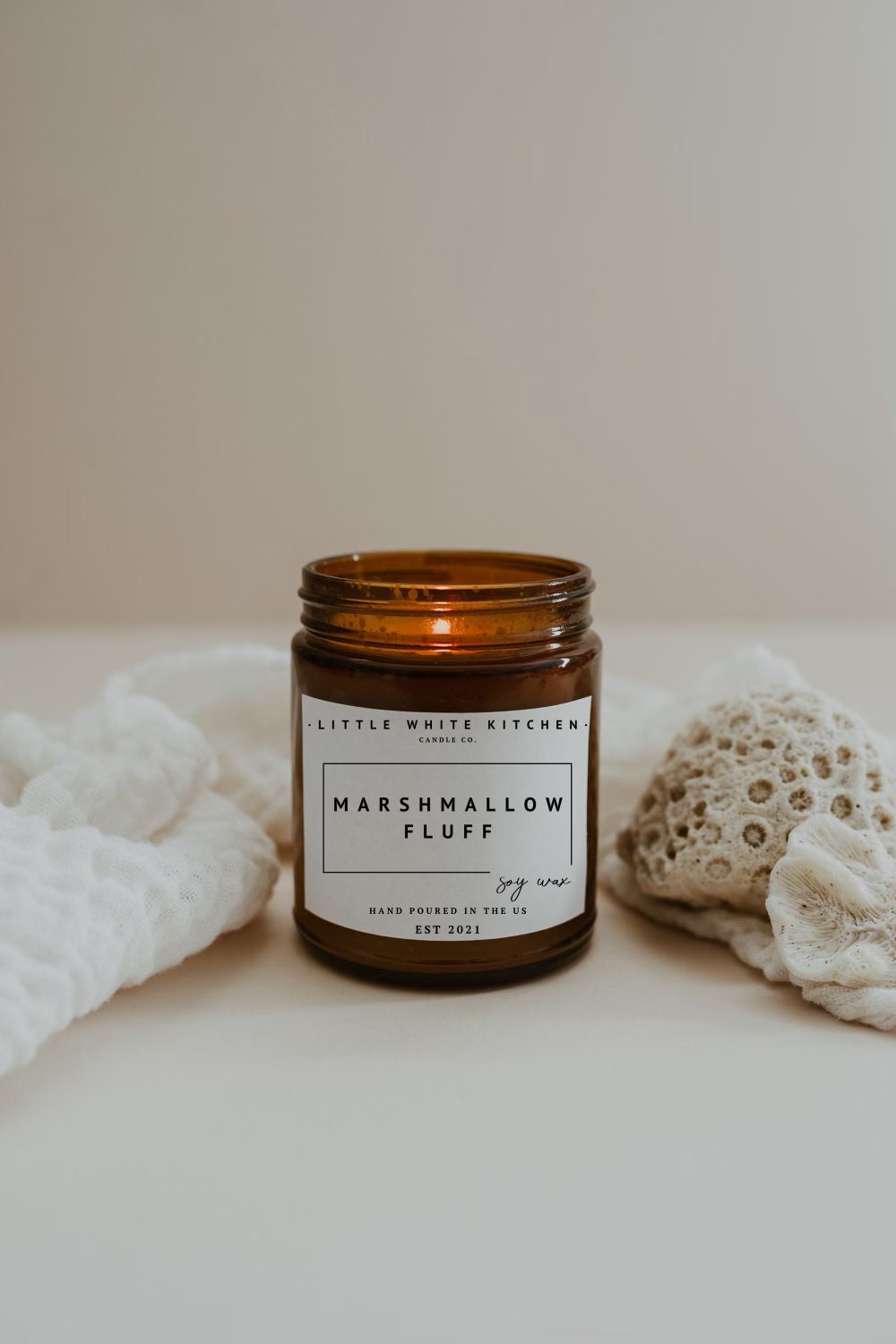 Marshmallow Fluff Soy Candle | Wooden Wick, Sweet Scent