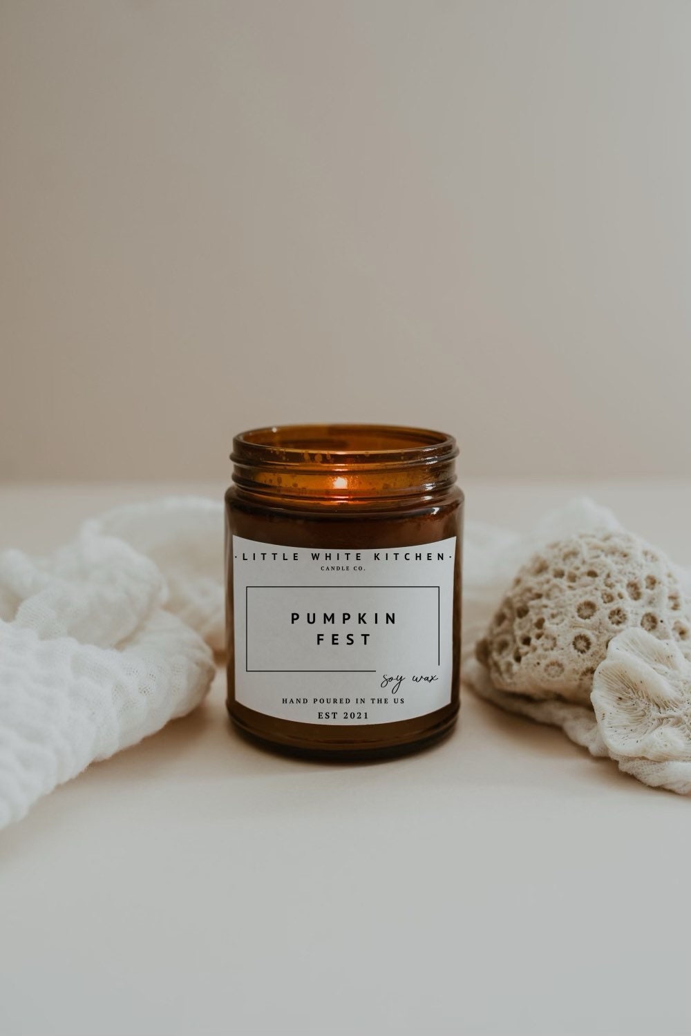 Pumpkin Fest Soy Wax Candle | Wooden Wick, Spiced Caramel