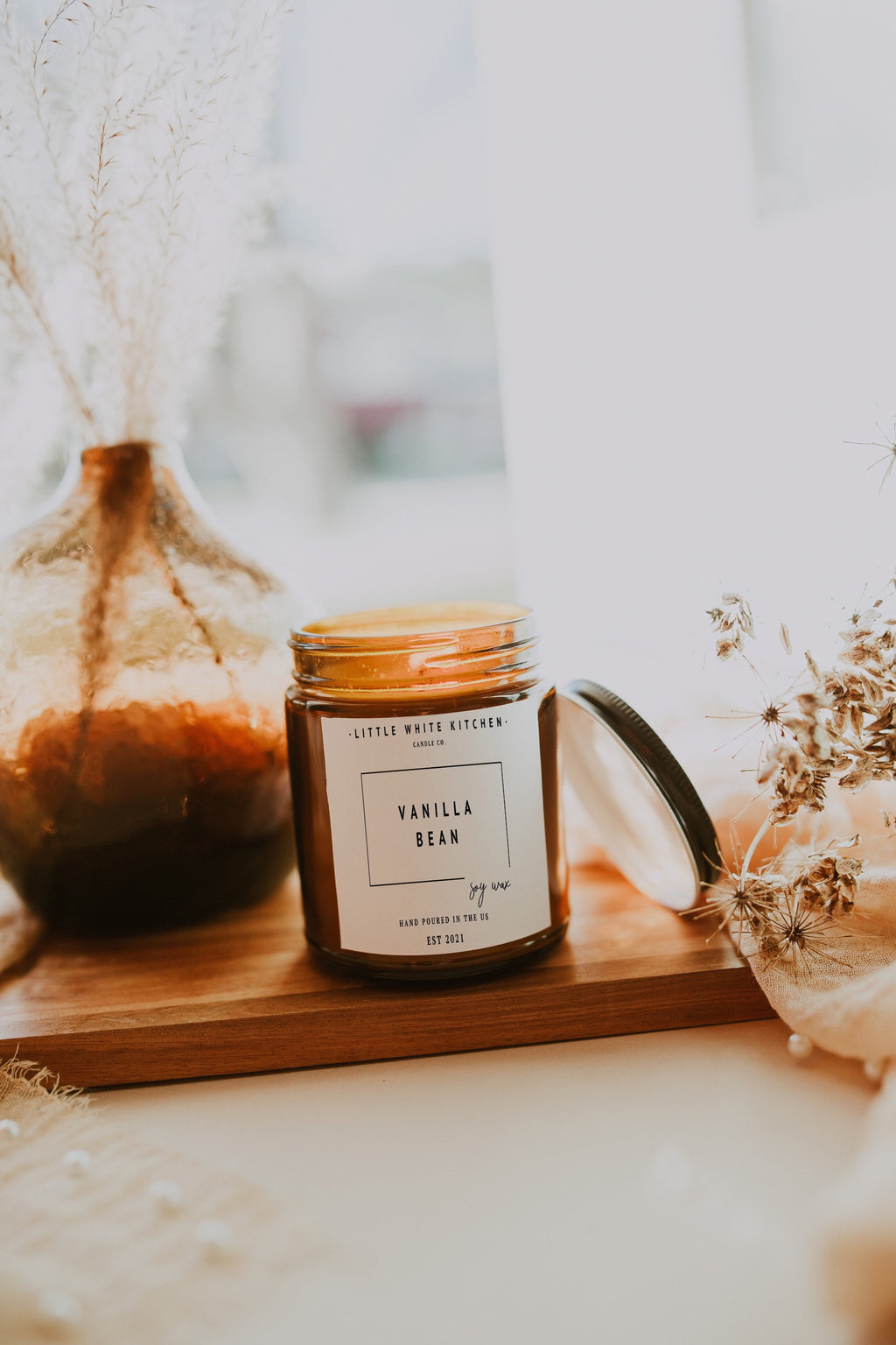 Vanilla Bean Soy Candle, Wood Wick, Highly Fragrant Candle or Wax Melts