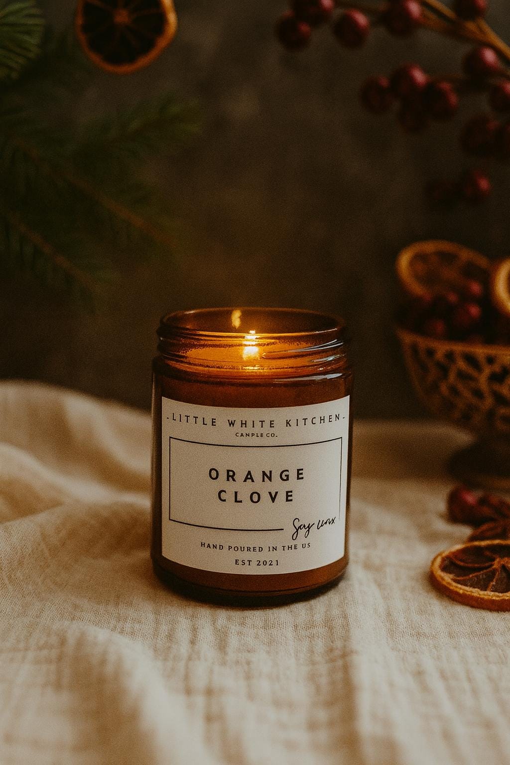 Orange Clove Scented Soy Candle, Wooden Wick, Highly Fragrant