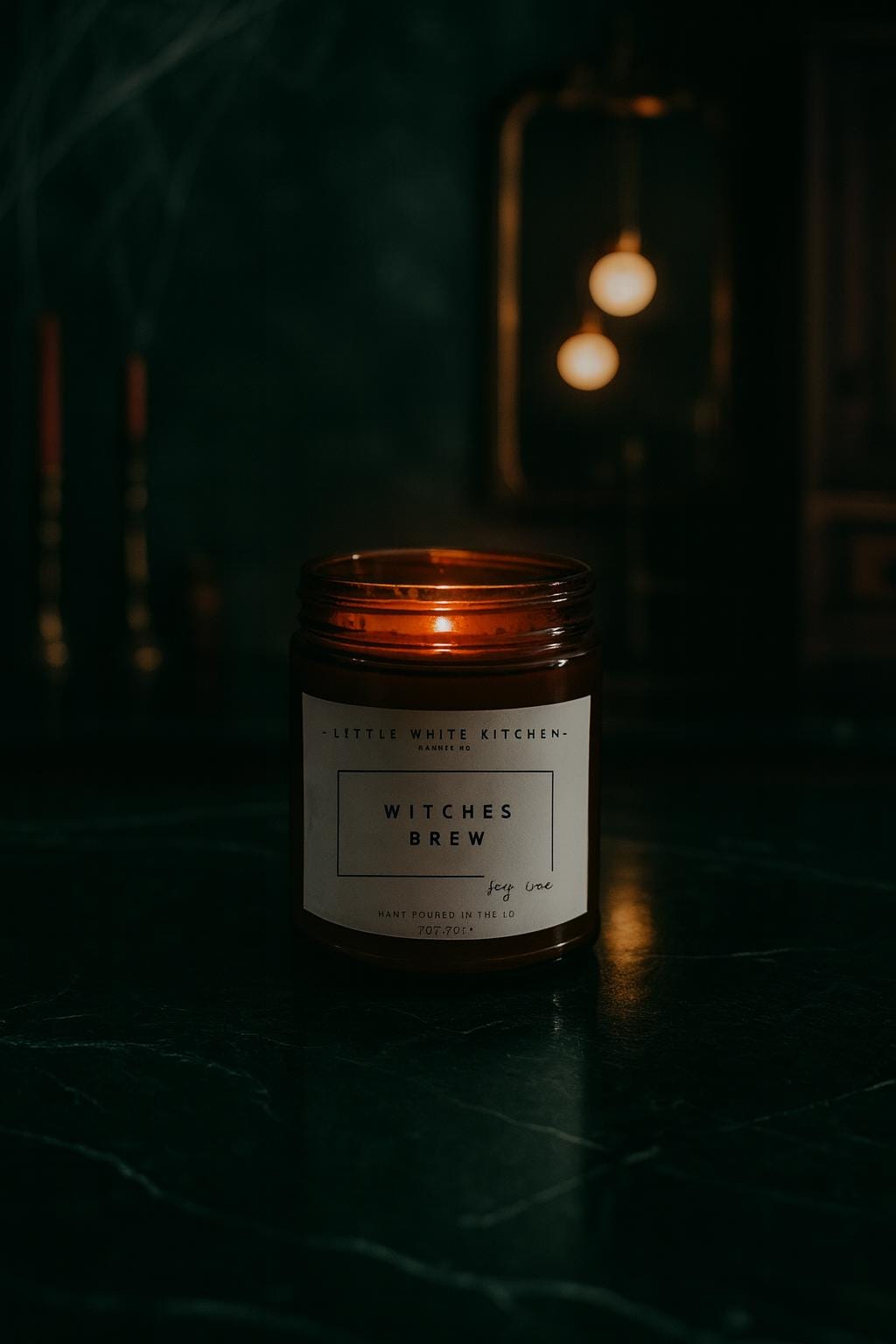 Witches Brew Soy Candle | Wooden Wick, Amber Glass Jar, Halloween