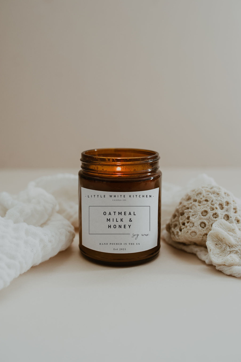 Oatmeal Milk and Honey Candle | Woodwick Soy Wax, Amber Jar